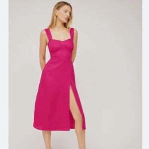 Reformation Seaside Linen Corvette midi dress size 4